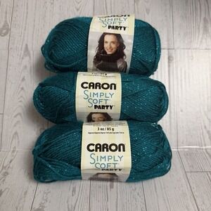 Caron Simply Soft Party 3oz 85g Yarn - Teal Sparkle Turquoise‎ Blue Metallic